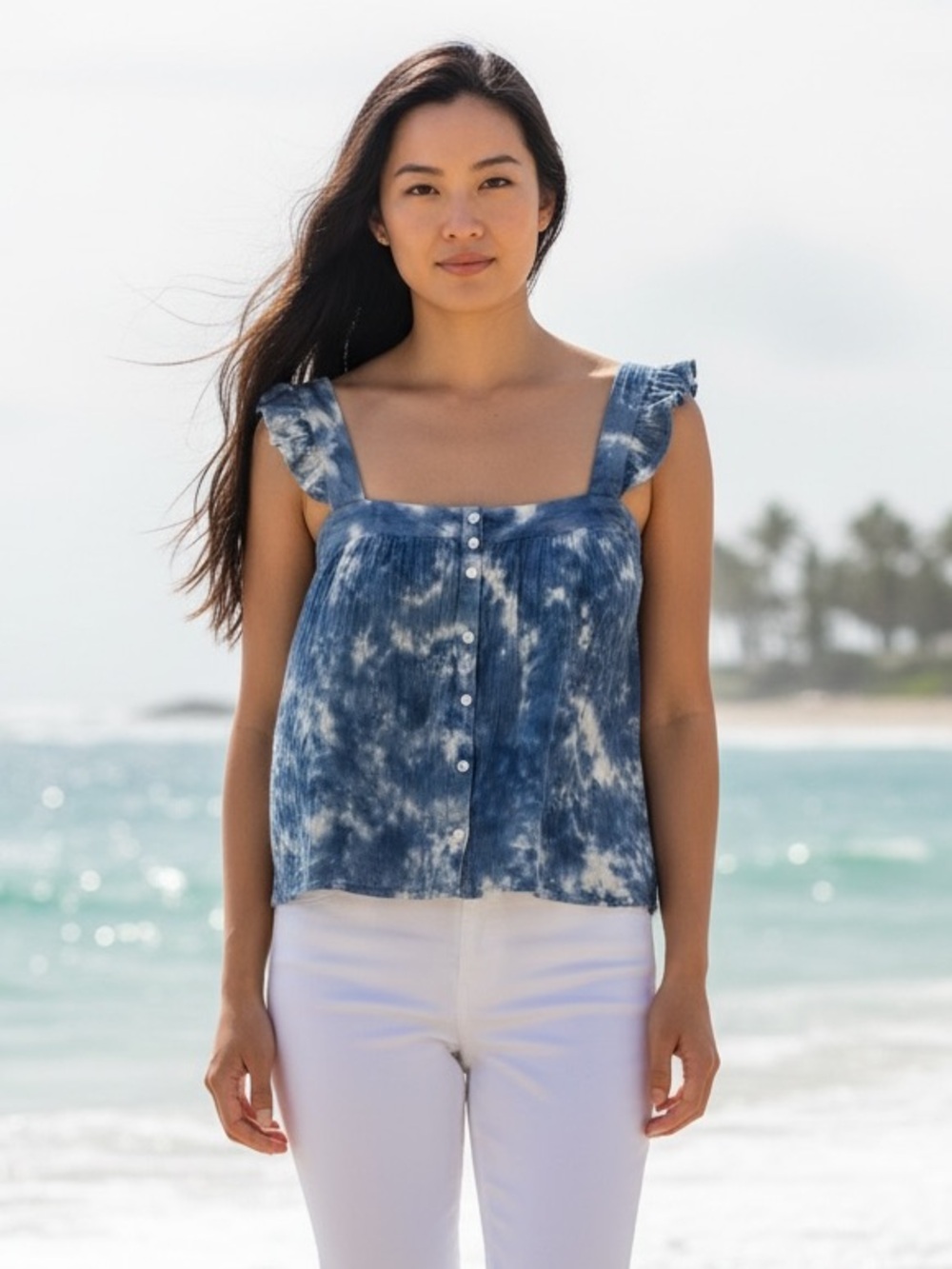 True Craft Shibori Style Cotton Top, Size M NWT